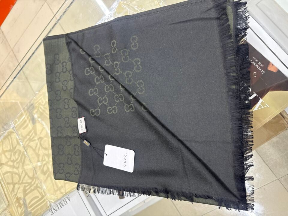Gucci ithal yün ipek şal yeşil