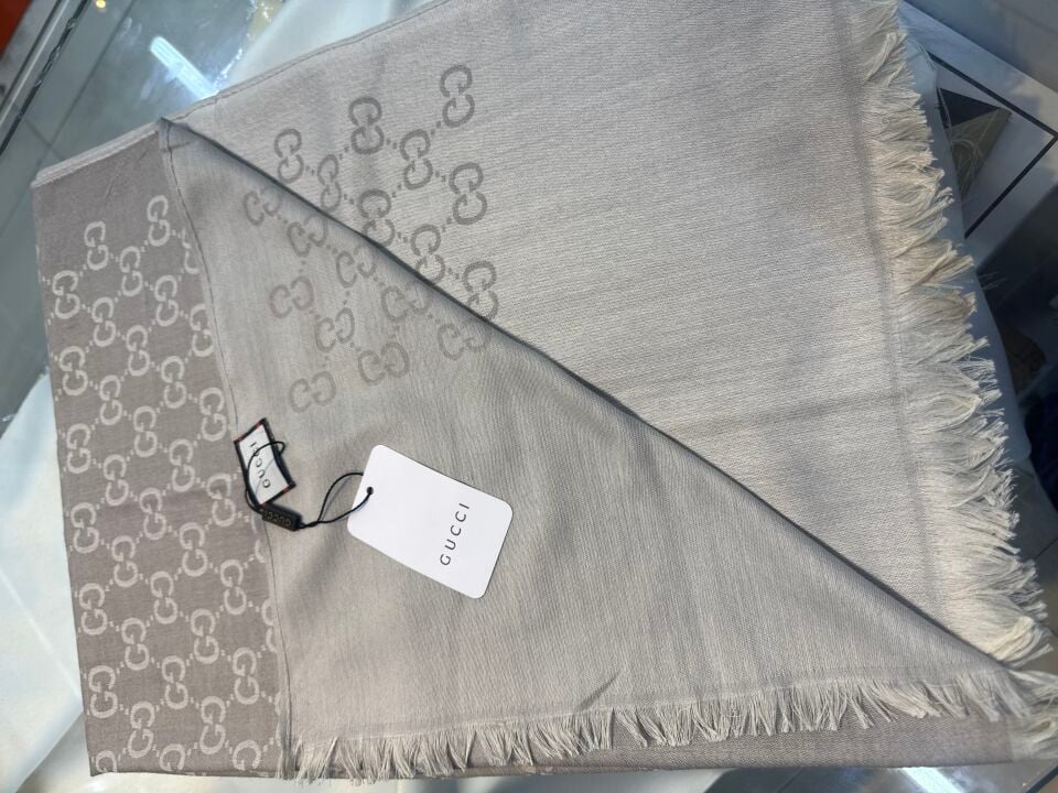 Gucci ithal yün ipek şal taş rengi
