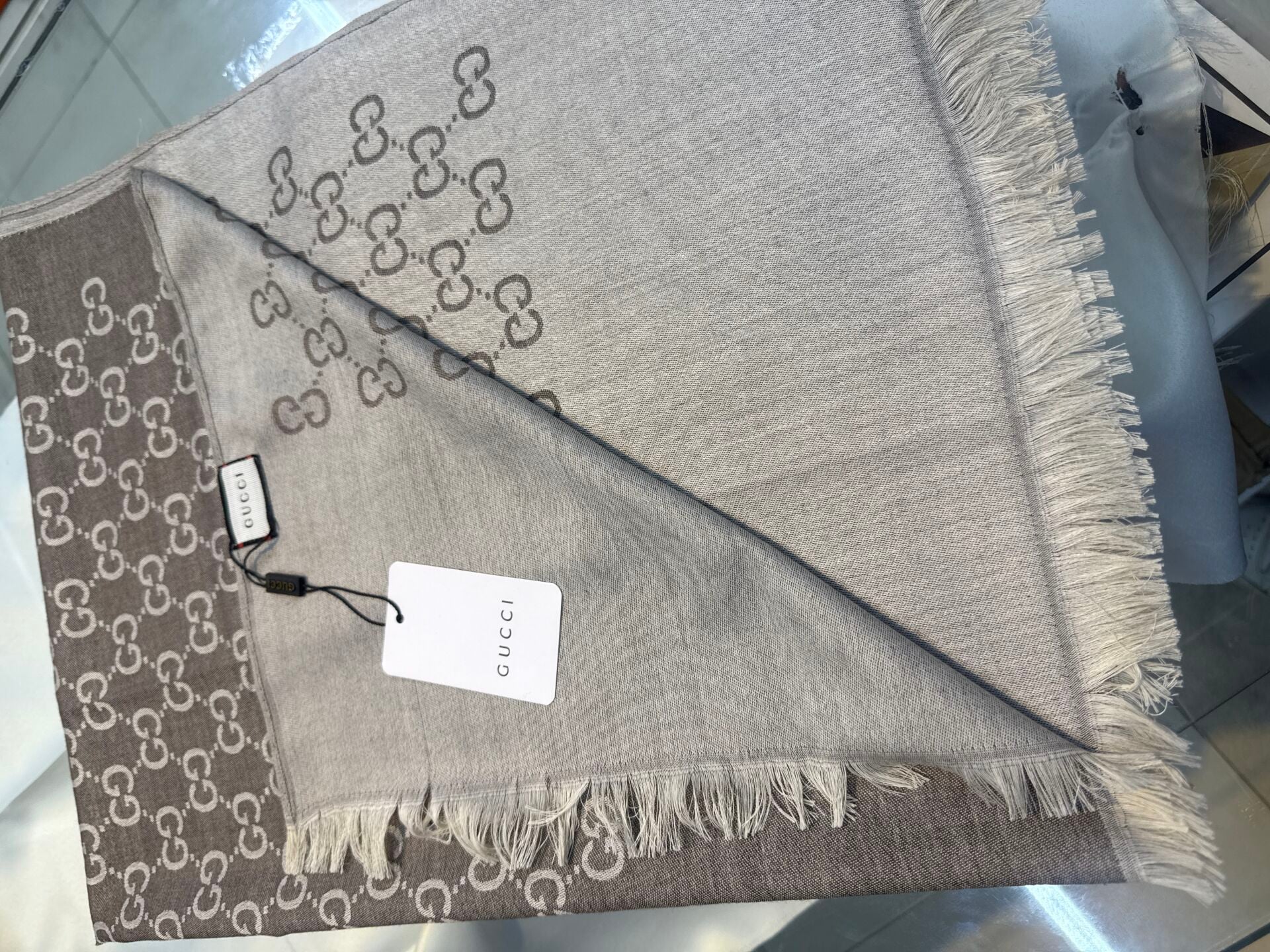 Gucci ithal yün ipek şal sütlü kahve