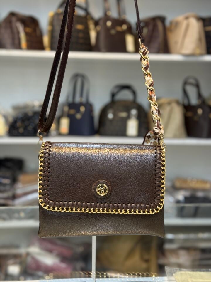 GİZEM SCHARFS POLO FULARLI ÇANTA kahverengi